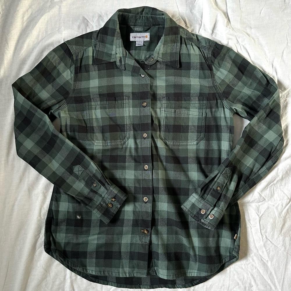 Carhartt Flannel - Medium - Green/Black Plaid